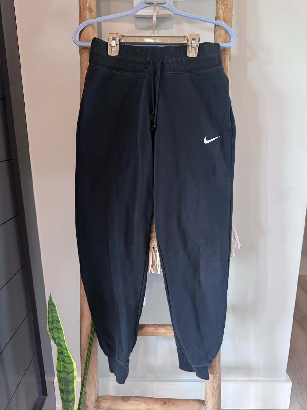 Nike Black womens Jogger Sweatpants with White Swoosh